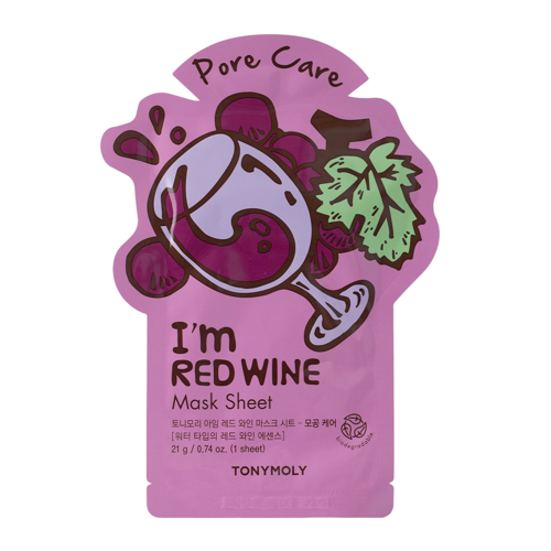 TonyMoly - I`m Real Red Wine Mask Sheet Pore Care - Maska w Płachcie Odmładzająca - 1szt/21ml
